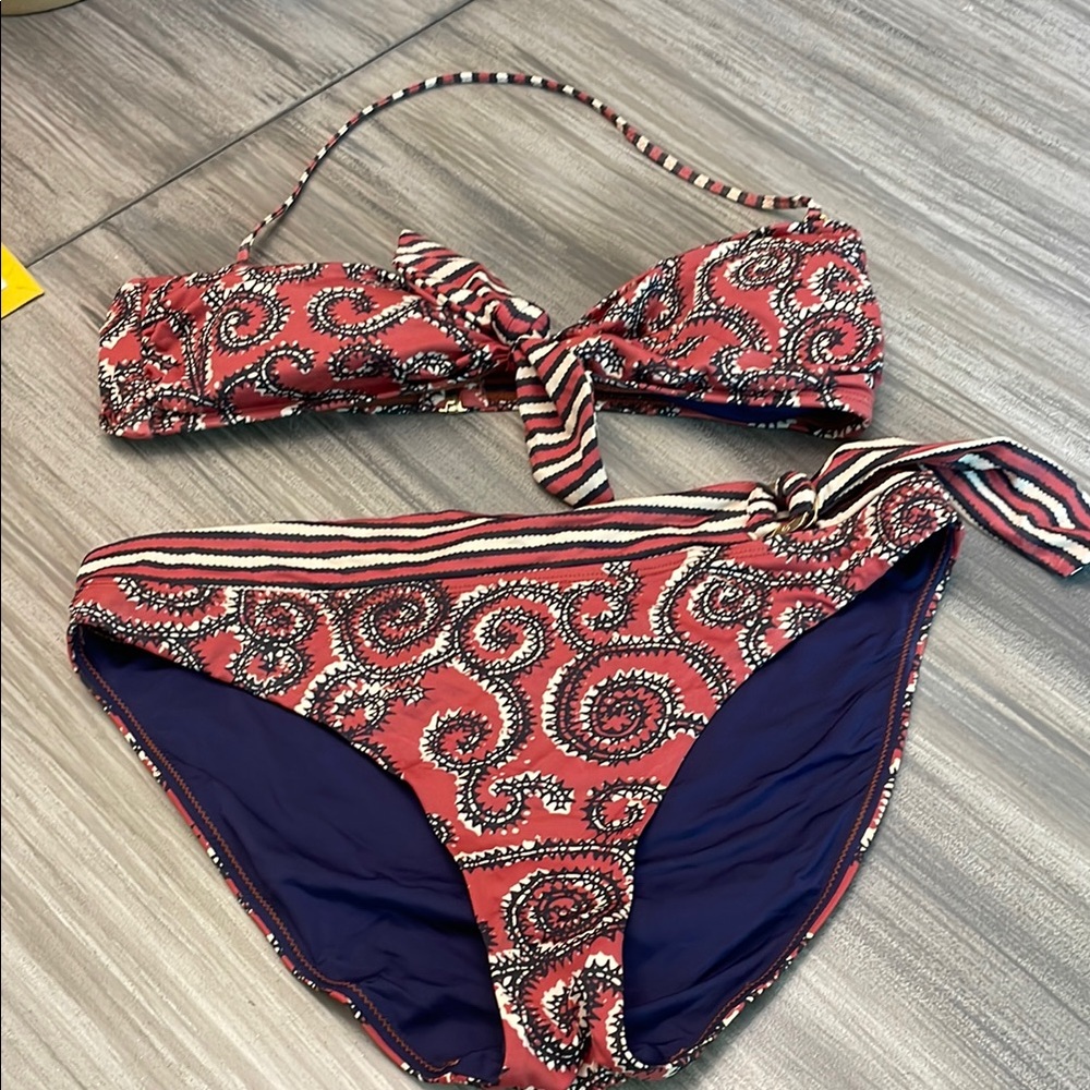 Tory Burch Brown and Navy Printed Bikini